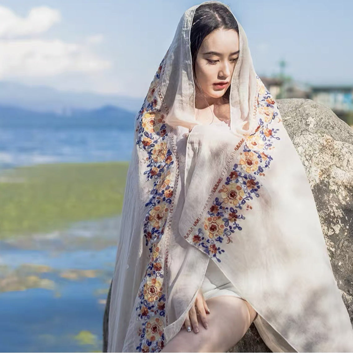 Luxury Silk Beach Wrap - Mulberry Silk Sun Shield for Summer