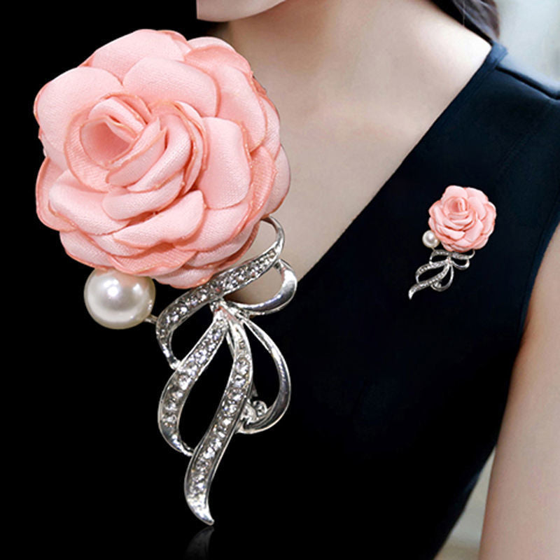 Korean Style Elegant Fabric Flower Brooch