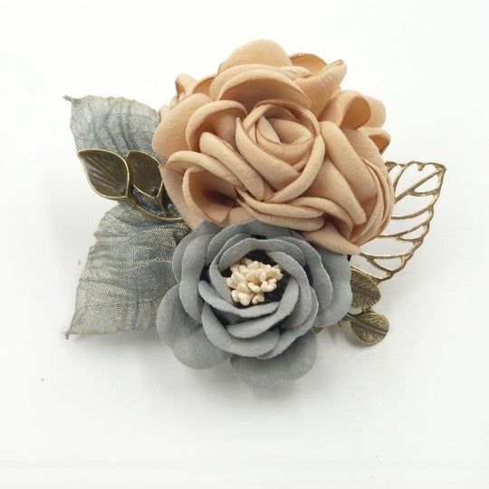 Korean fabric flower brooch