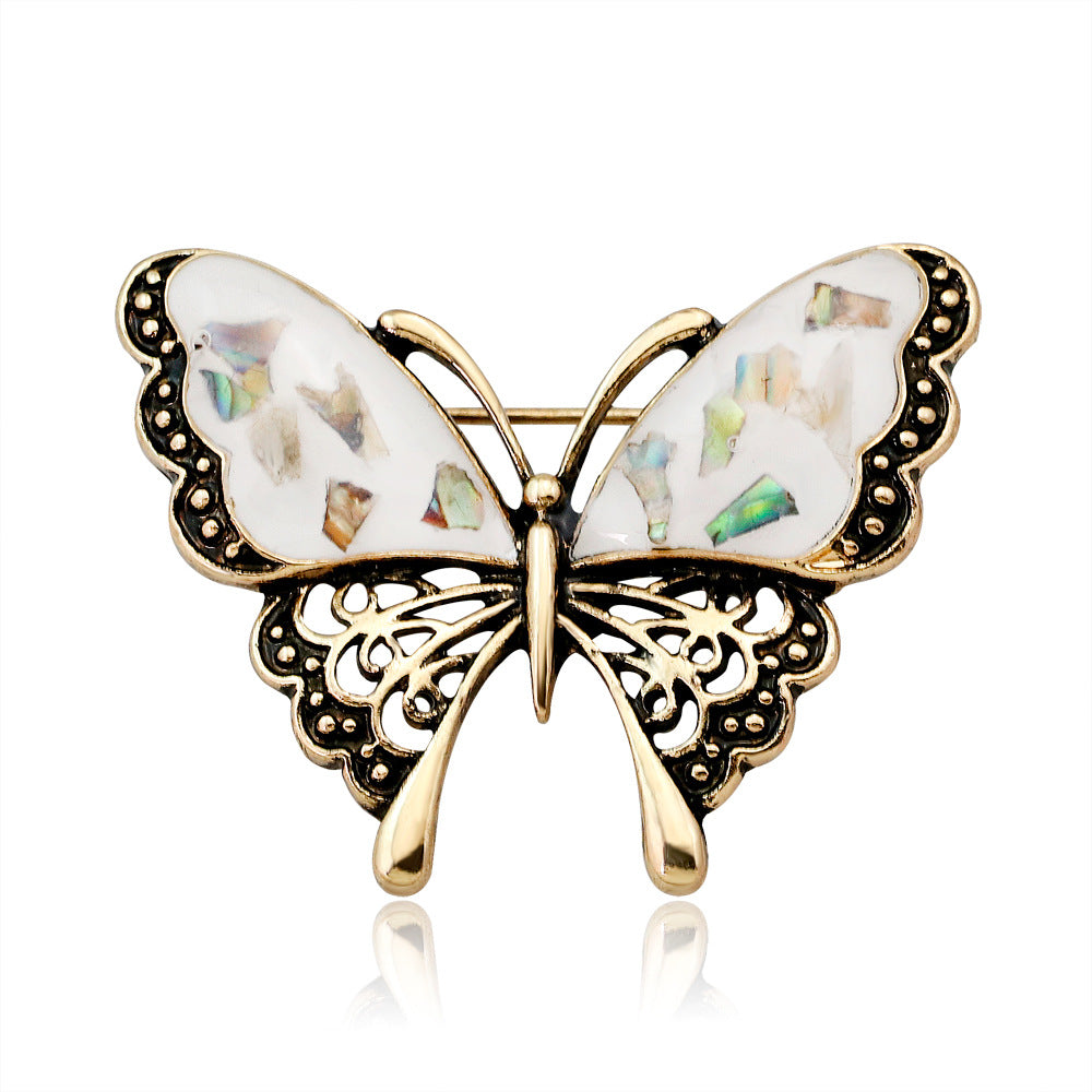 Elegant Shell Butterfly Brooch