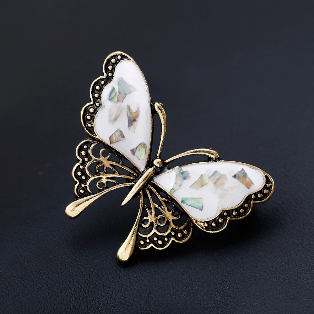 Elegant Shell Butterfly Brooch