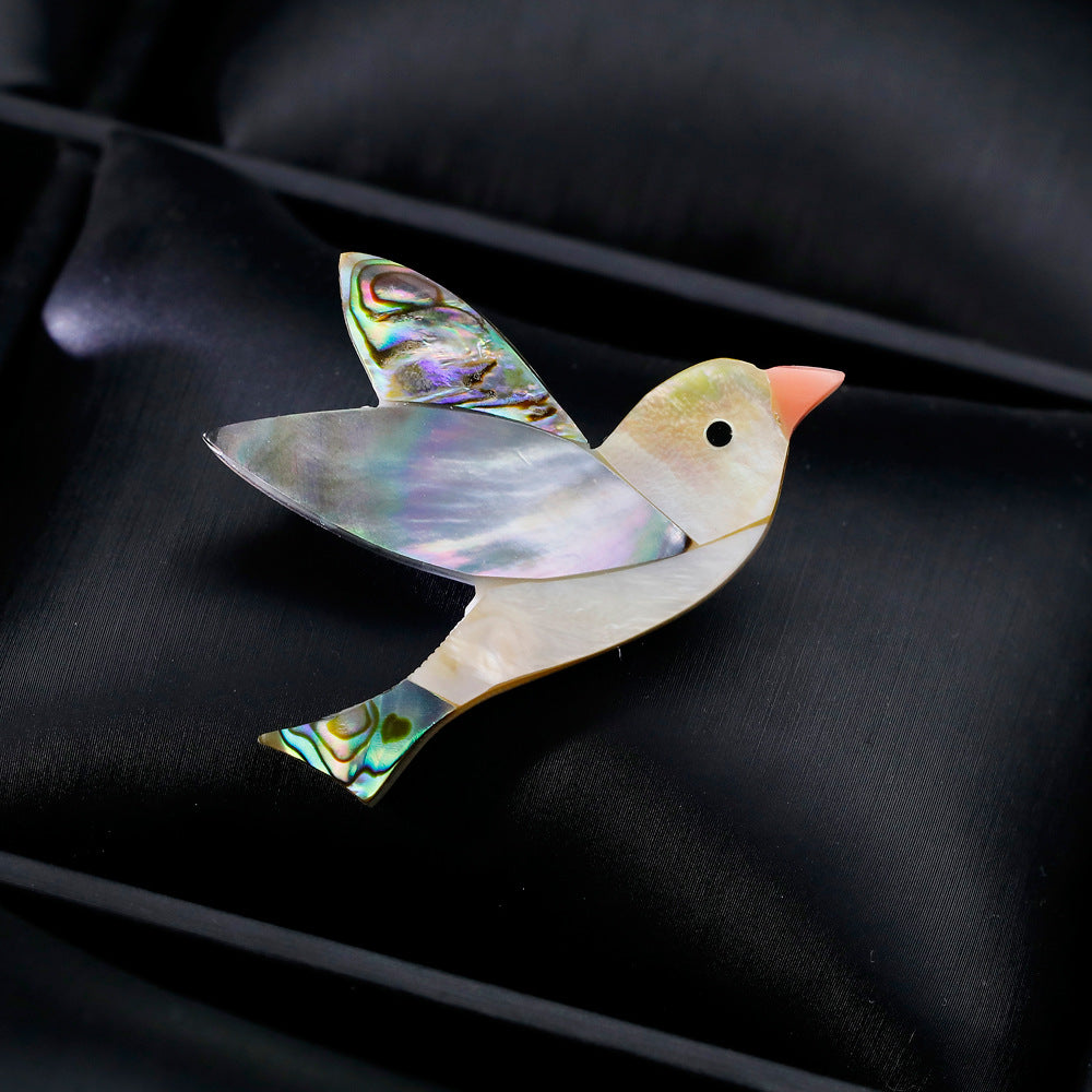 Natural Abalone Shell Bird Fashion Brooch