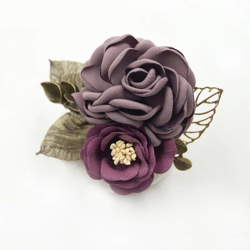 Korean fabric flower brooch