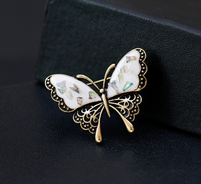 Elegant Shell Butterfly Brooch