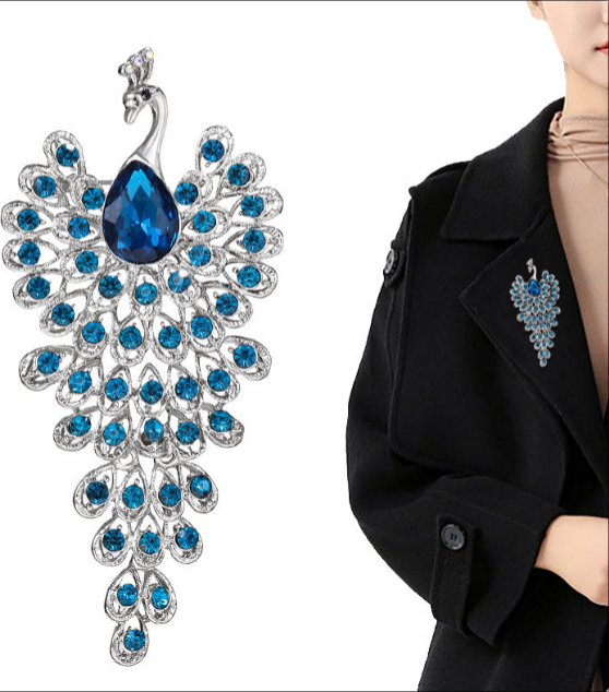 Exquisite Gemstone Peacock Brooch — Regal Beauty Defined