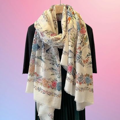 Garden Whispers · Australian Wool Floral Scarf