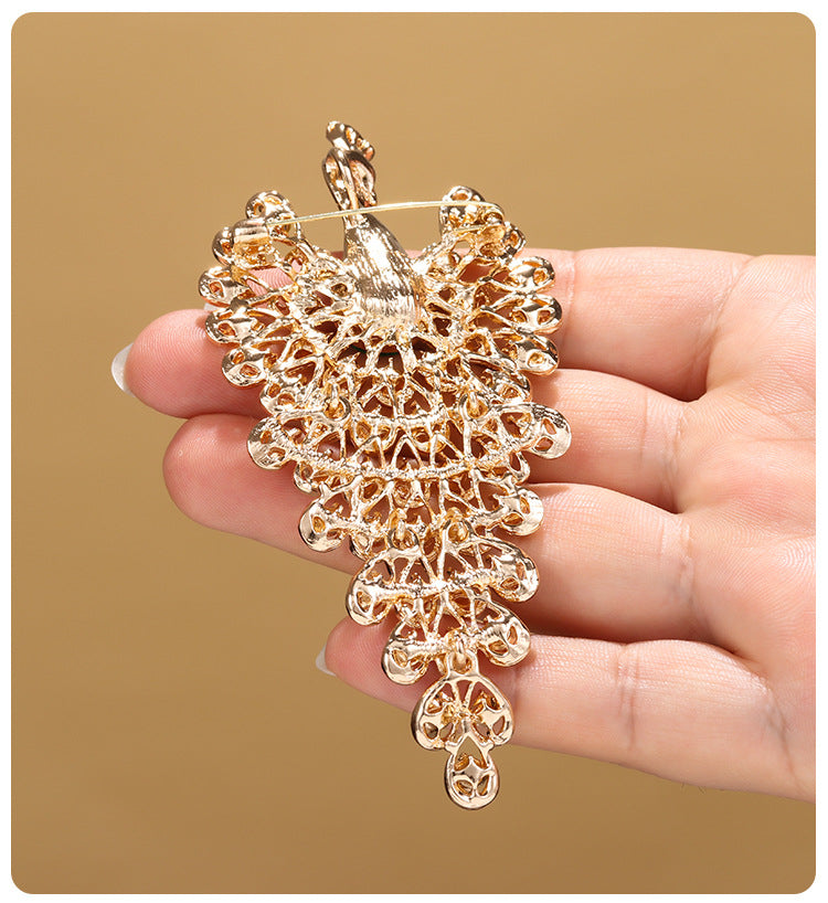 Exquisite Gemstone Peacock Brooch — Regal Beauty Defined