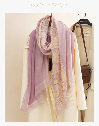 Butterfly New Scarf for Women, Autumn and Winter Cashmere Wool Warm Long Neck Wrap Outerwear
