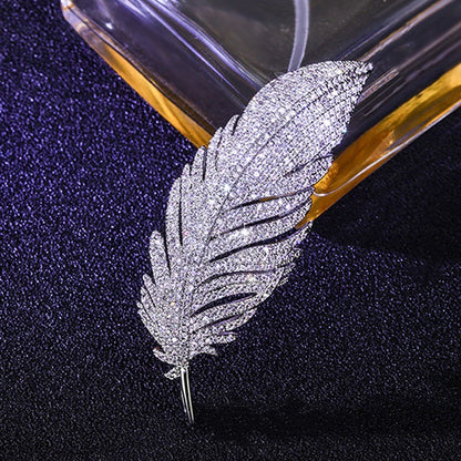 Radiant Feather Crystal Brooch — Elegance in Every Sparkle
