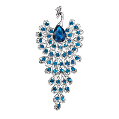 Exquisite Gemstone Peacock Brooch — Regal Beauty Defined