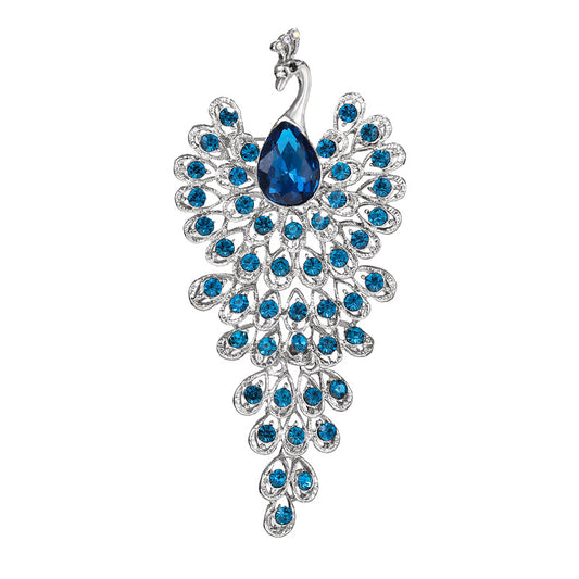 Exquisite Gemstone Peacock Brooch — Regal Beauty Defined