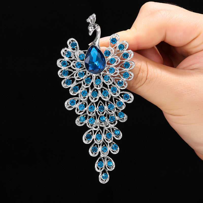 Exquisite Gemstone Peacock Brooch — Regal Beauty Defined
