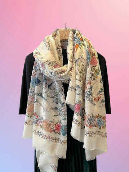 Garden Whispers · Australian Wool Floral Scarf