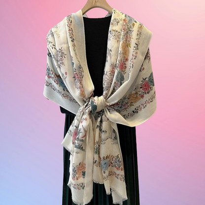 Garden Whispers · Australian Wool Floral Scarf