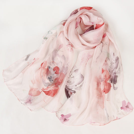 Peony Whisper · Watercolor Mulberry Silk Scarf