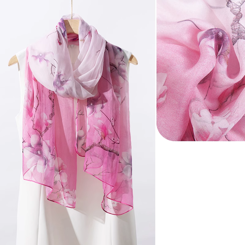 Floral Veil Whisper ·  Mulberry Silk Scarf