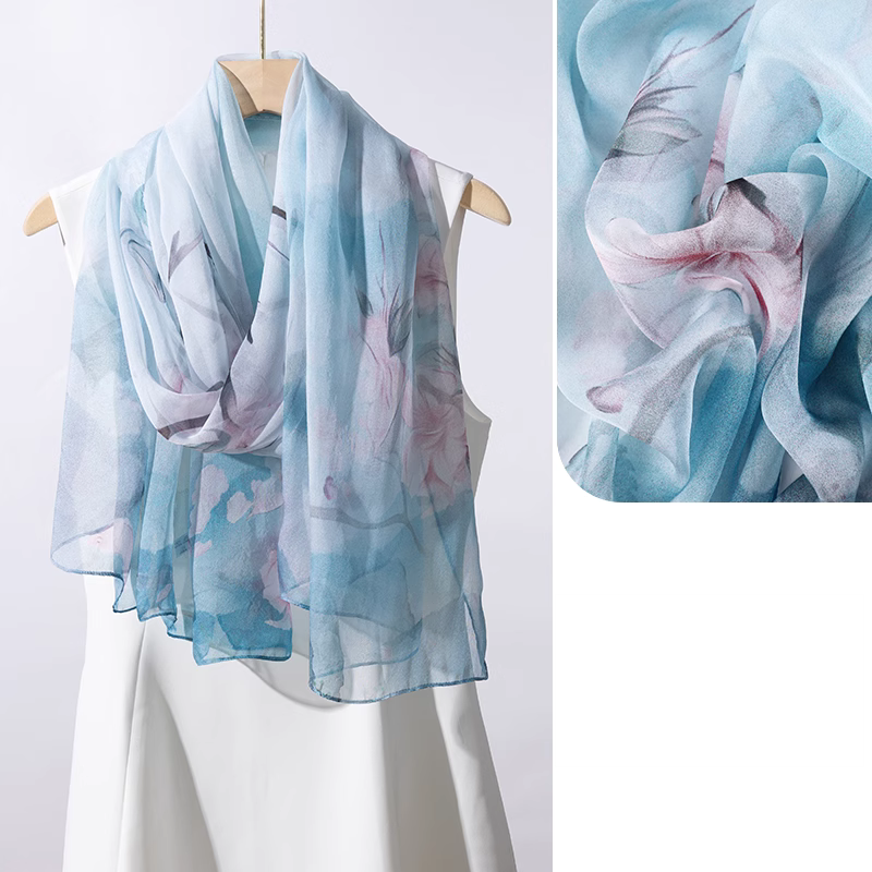 Mist Blossom Reverie · Mulberry Silk Scarf