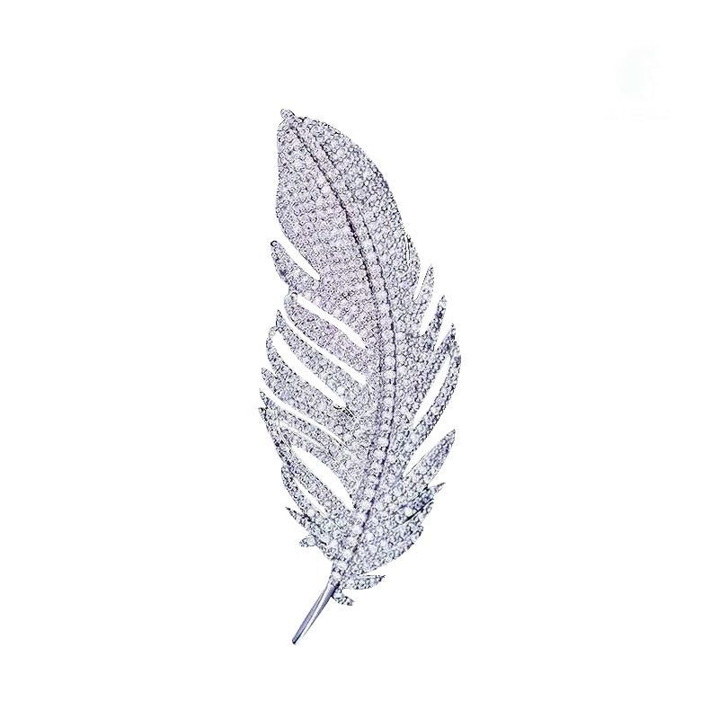 Radiant Feather Crystal Brooch — Elegance in Every Sparkle
