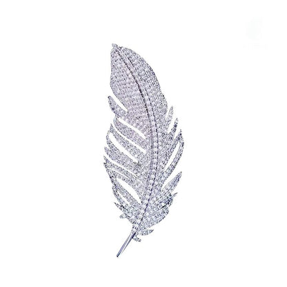 Radiant Feather Crystal Brooch — Elegance in Every Sparkle
