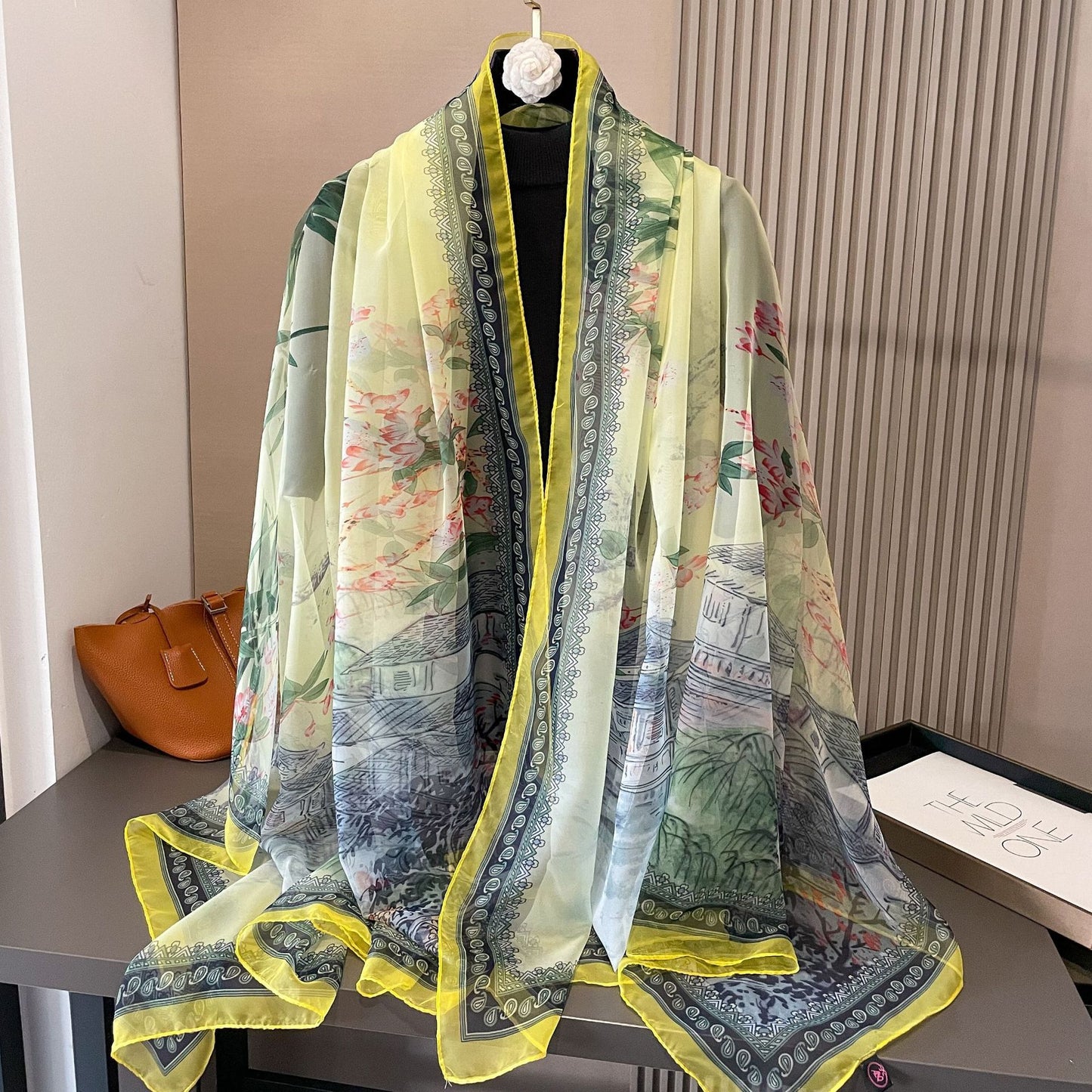 Ethnic Print Silk Beach Wrap Scarf – Breathable Mulberry Silk Cover-Up