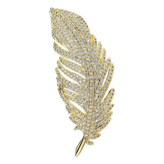 Radiant Feather Crystal Brooch — Elegance in Every Sparkle