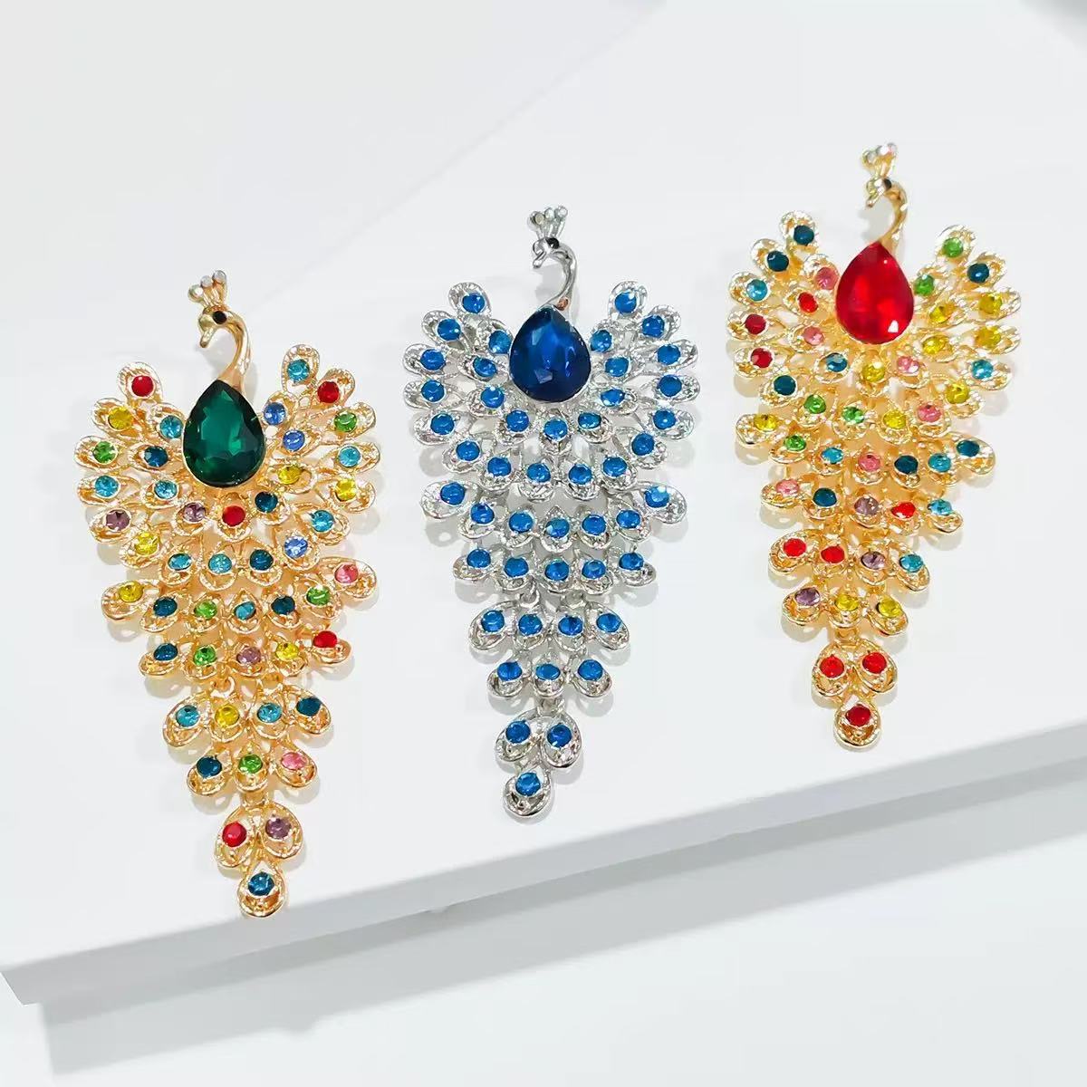 Exquisite Gemstone Peacock Brooch — Regal Beauty Defined