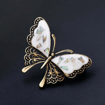 Elegant Shell Butterfly Brooch