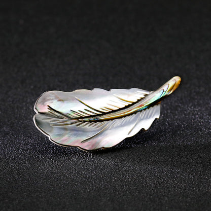 Natural Abalone Shell Feather Brooch – Elegant Iridescent Pin