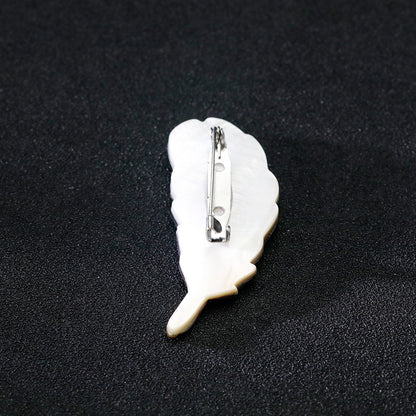 Natural Abalone Shell Feather Brooch – Elegant Iridescent Pin