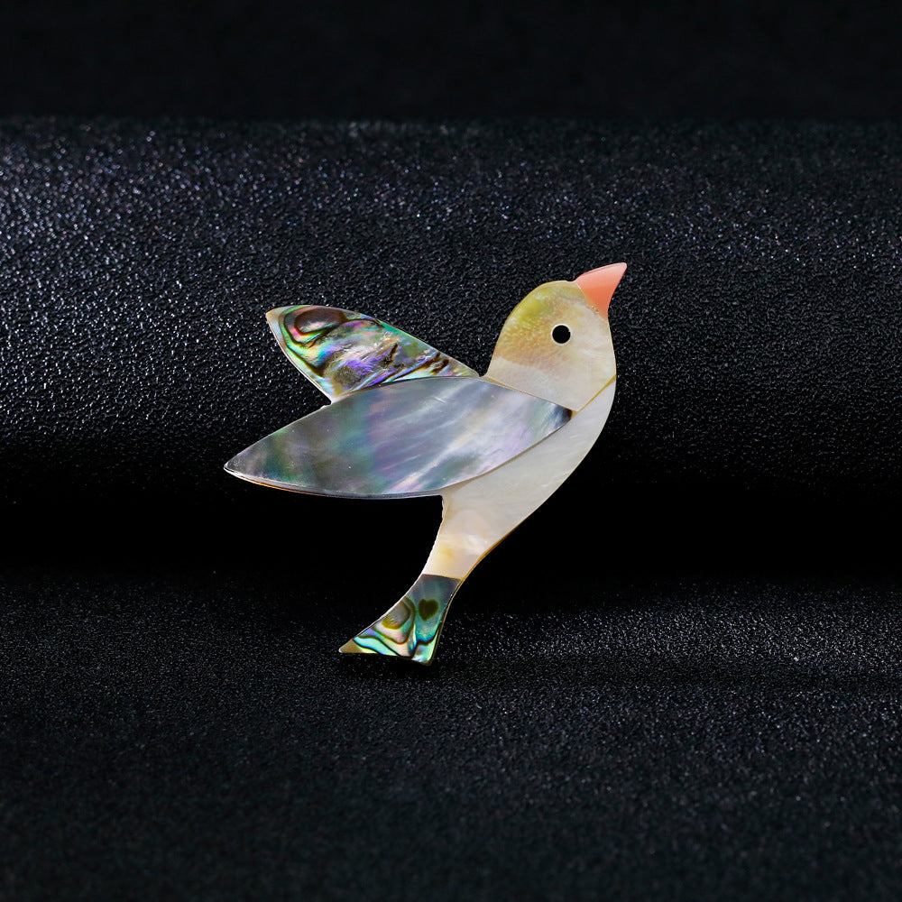 Natural Abalone Shell Bird Fashion Brooch