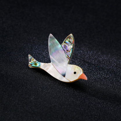 Natural Abalone Shell Bird Fashion Brooch