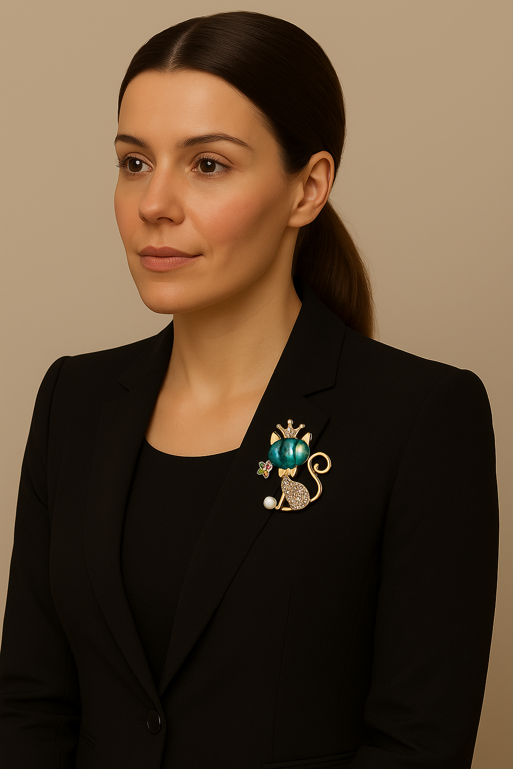 Shell Cat Brooch – Elegant Natural Shell Cat Pin for Women