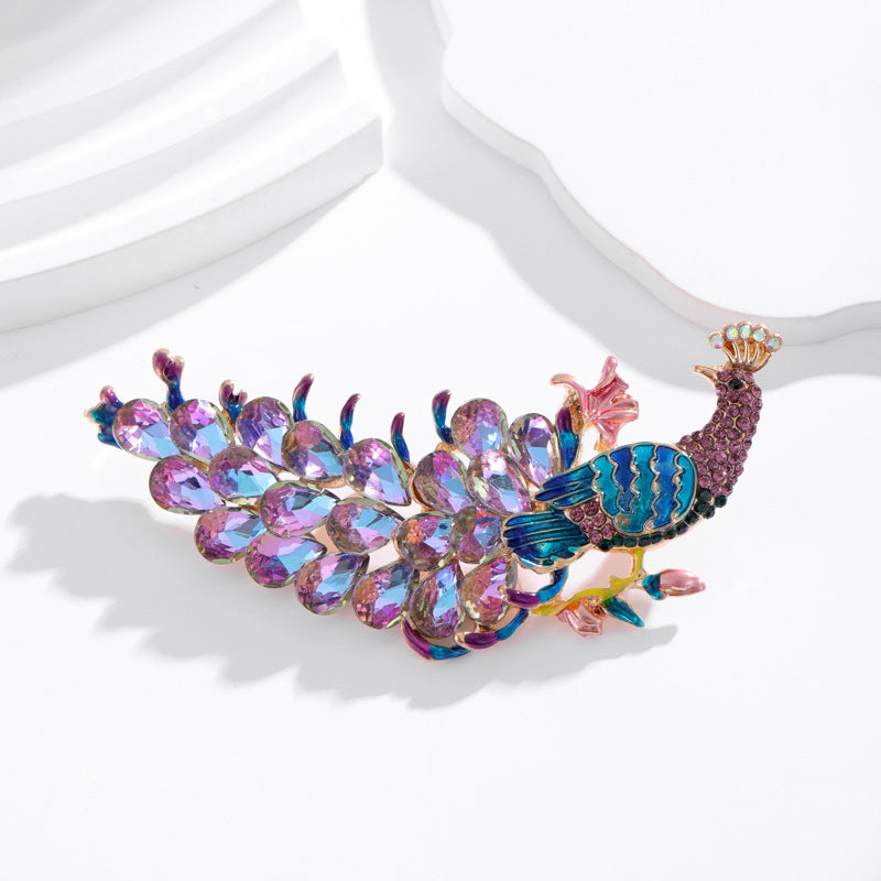 Stylish Diamond Peacock Brooch