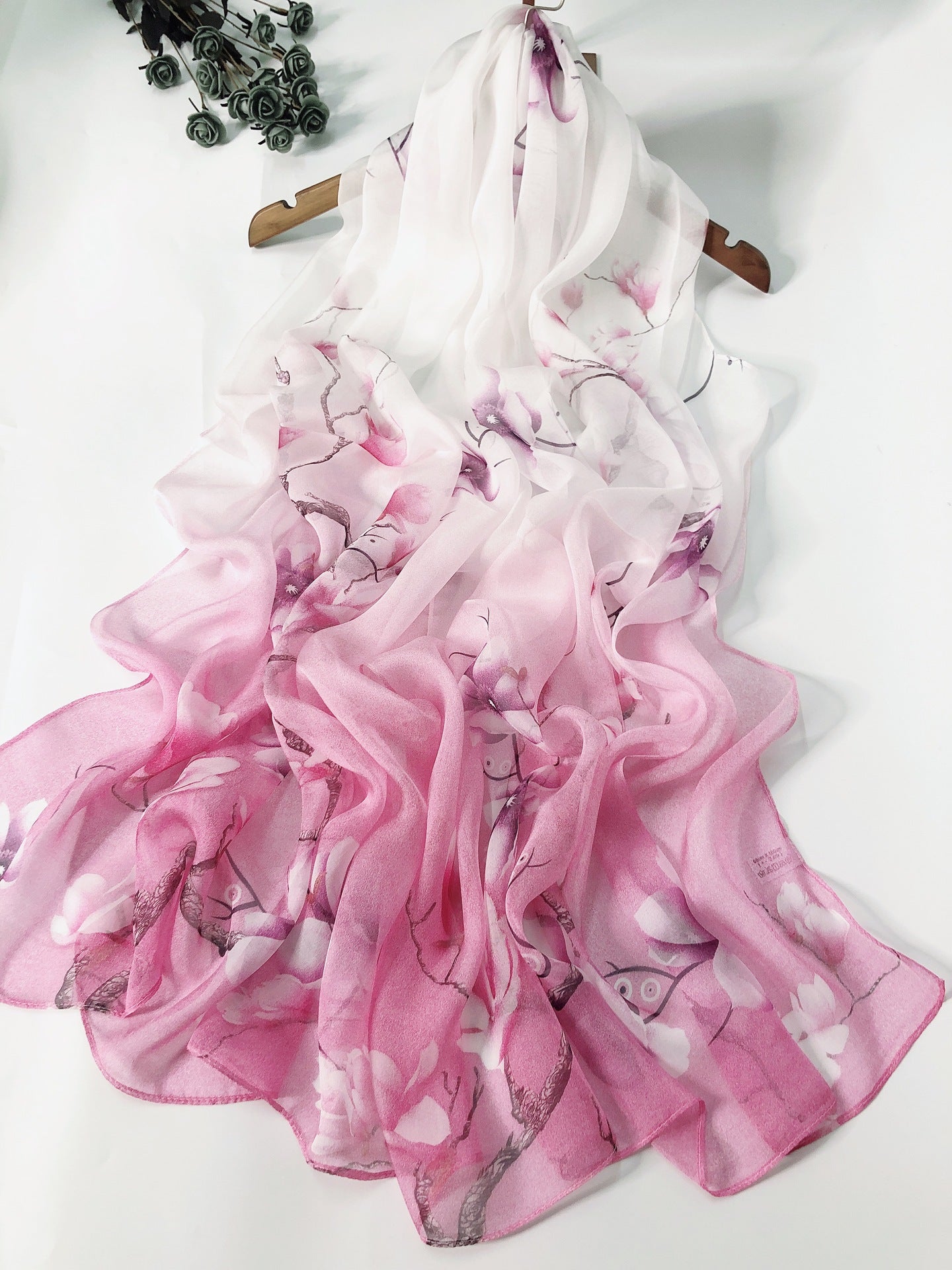 Floral Veil Whisper ·  Mulberry Silk Scarf