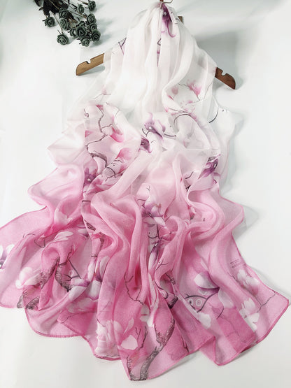 Floral Veil Whisper ·  Mulberry Silk Scarf