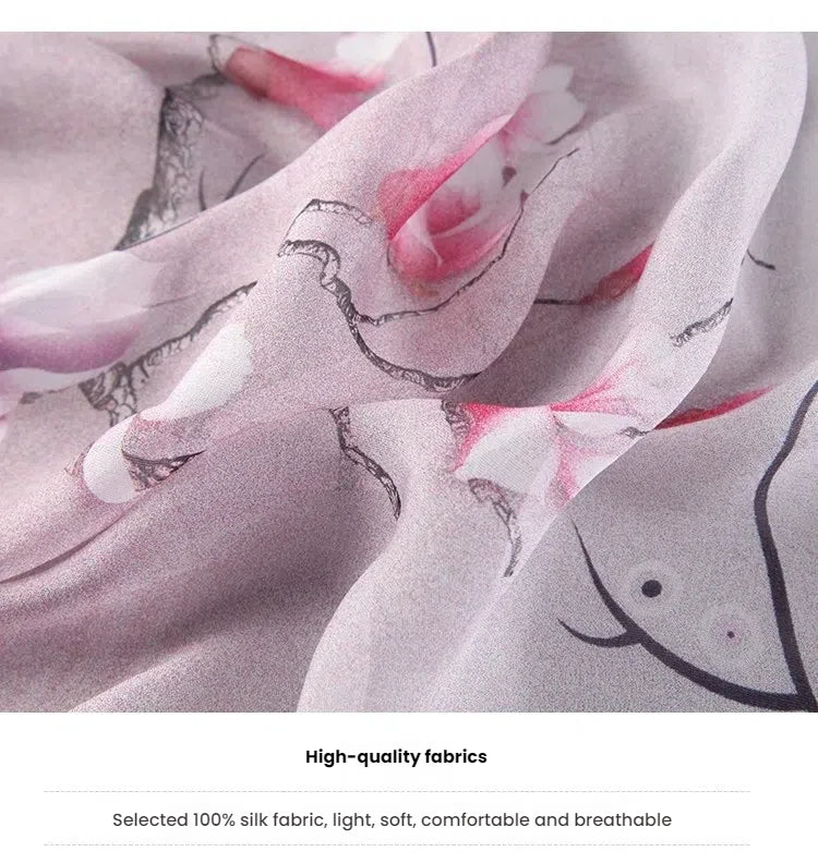 Floral Veil Whisper ·  Mulberry Silk Scarf