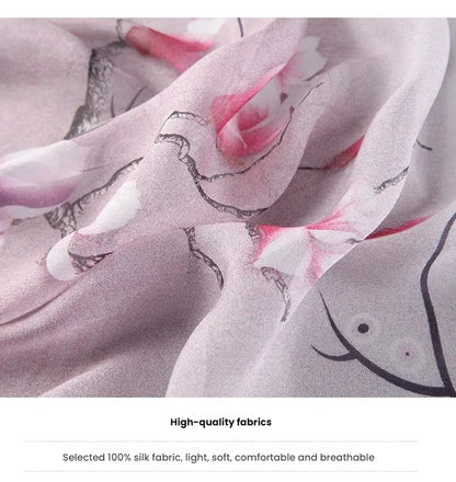 Floral Veil Whisper ·  Mulberry Silk Scarf