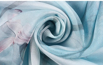 Mist Blossom Reverie · Mulberry Silk Scarf