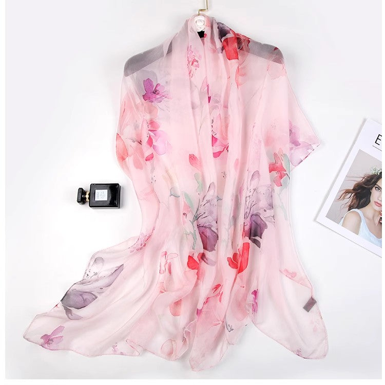 Peony Whisper · Watercolor Mulberry Silk Scarf
