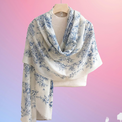 Ethereal Garden Mist – Fine Soluble Wool Scarf
