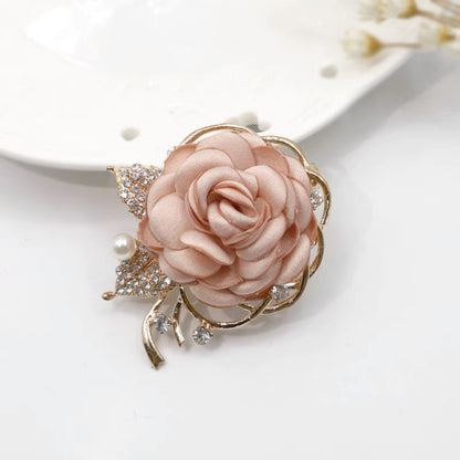 Fabric Rose Flower Brooch