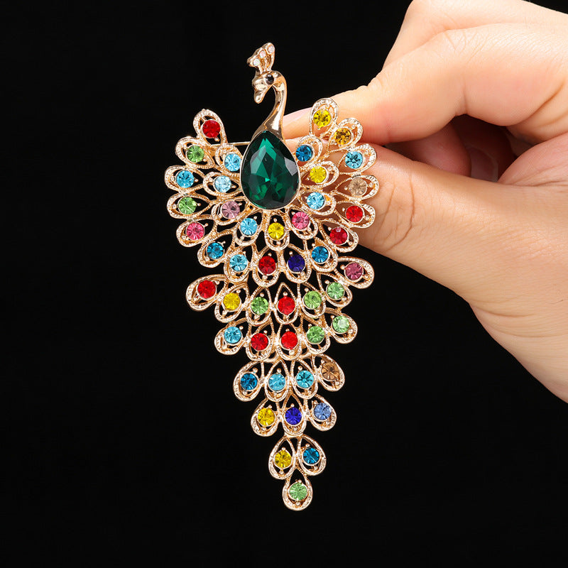 Exquisite Gemstone Peacock Brooch — Regal Beauty Defined