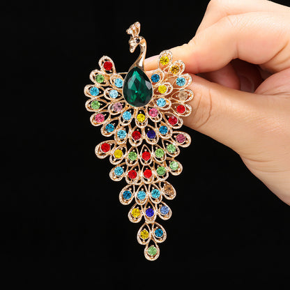 Exquisite Gemstone Peacock Brooch — Regal Beauty Defined
