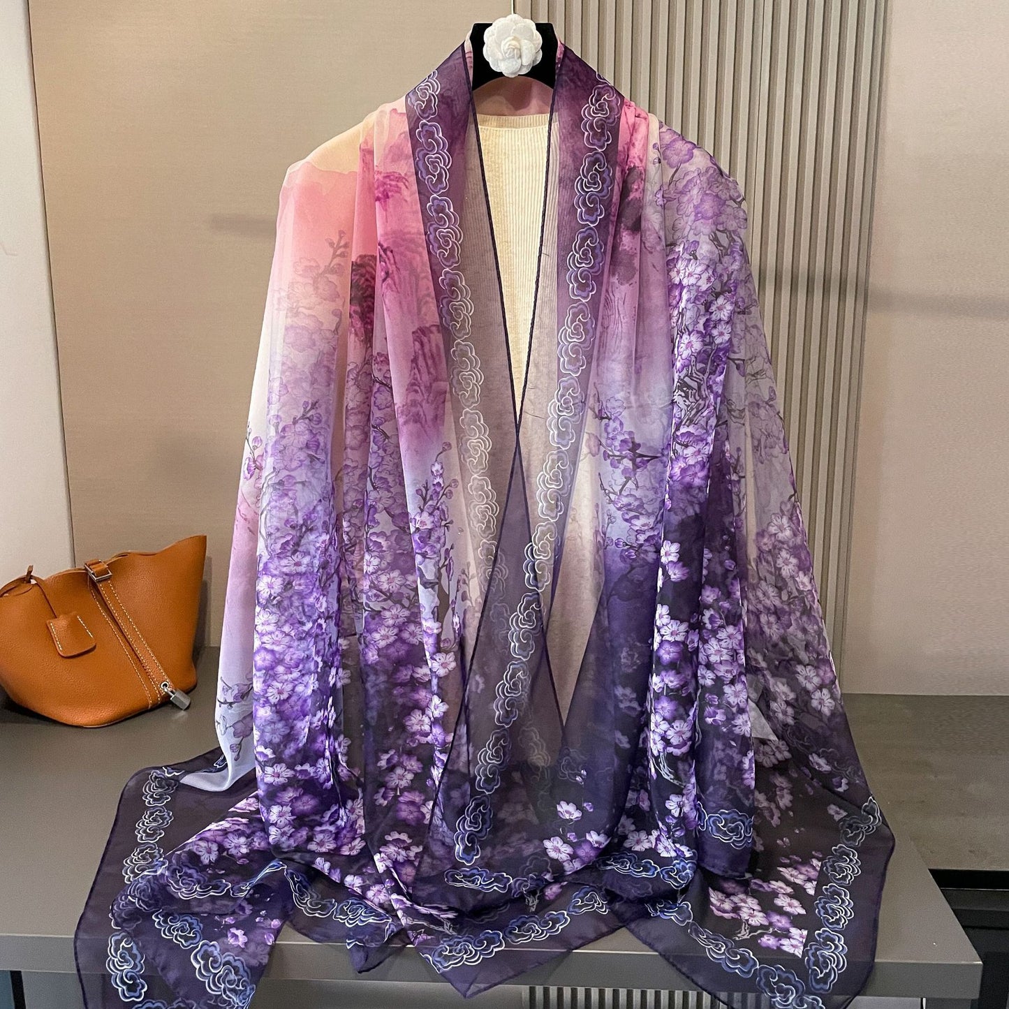 Ethnic Print Silk Beach Wrap Scarf – Breathable Mulberry Silk Cover-Up